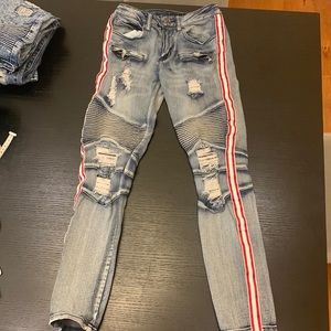 Boys/Mens stylish striped skinny jean.  Size 26x30